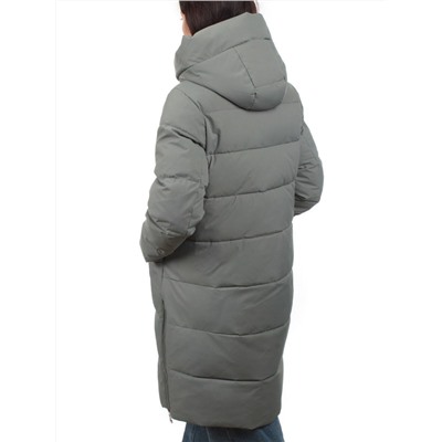 7715 GRAY/GREEN Пальто зимнее женское (200 гр. холлофайбер)