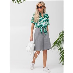 Шорты льняные светло-серые с карманами