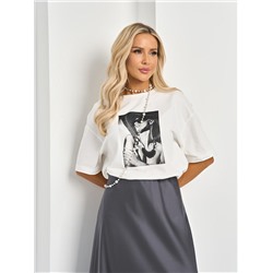 Футболка трикотажная белая с принтом