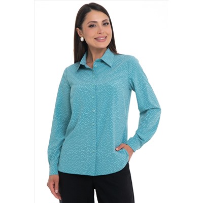 Рубашка мятного цвета в горошек