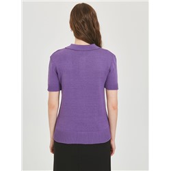 Футболка-поло вязаная фиолетового цвета