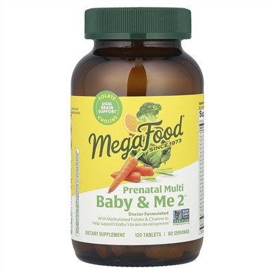 MegaFood, Baby & Me 2™, мультивитамины для беременных, 120 таблеток