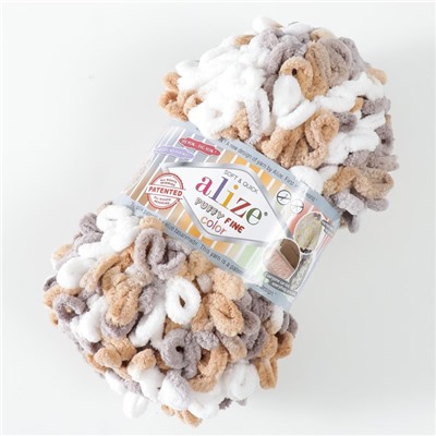 Плюшевая пряжа для вязания руками ALIZE, Puffy Fine Color, 100% микрополиэстер, 14.5 м/100 г, (6403)