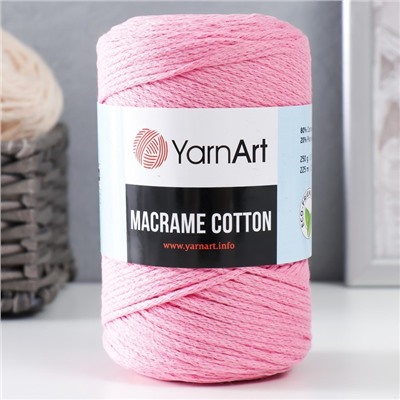 Пряжа "Macrame Cotton" 20% полиэстер, 80% хлопок 225м/250гр (779 ярк.розовый)