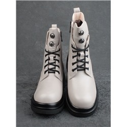 04-M3-H205 BEIGE GRAY Ботинки зимние женские (натуральная кожа, натуральный мех)