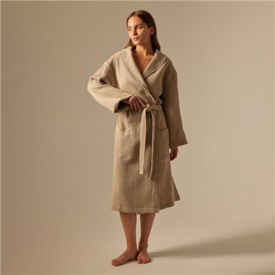 Халат вафельный женский SL HOME: Basic «Саббиа», хлопок 100%, коричневый