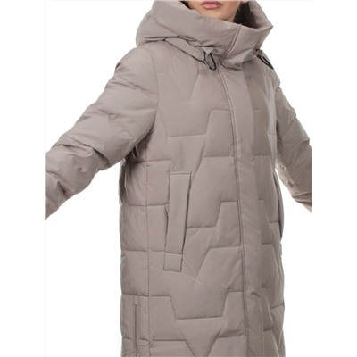 H268 DK. BEIGE Пальто зимнее женское (170 гр. холлофайбер)