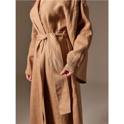 Халат домашний женский SL Linen Home, кофейный