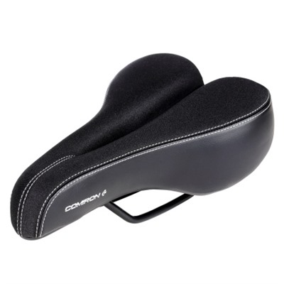 Седло велосипедное комфортное COMIRON CORSICA N30 275x155, Технологии: DW, ED, Soft surface, Пена 78мм. Эластомер, Верх: лайкра, Цвет: Чёрный/уп 30/