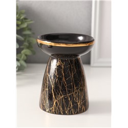 Аромалампа для эфирных масел «Золотой кракелюр на чёрном», керамика, 9.3×9.3×11.8 см