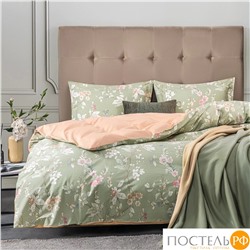 CASSIA АЙЛА КПБ 145х215-2/230х250-1/50х70-2, 5 пр., хл./сатин зеленый/розовый