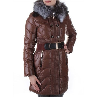 YM-019 BROWN Пальто зимнее удлиненное KSA