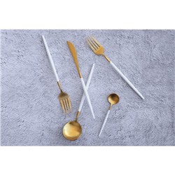 Набор столовых приборов Magistro «Фолк», 4 предмета, нержавеющая сталь, цвет металла золотой, белые ручки