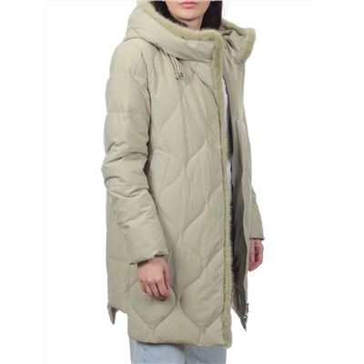 310 OLIVE Пальто зимнее стеганое женское (200 гр. холлофайбер, натуральная норка)