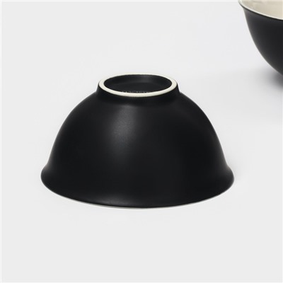Салатники Magistro Matt black, 250 мл, 11.5×5.6 см, набор 2 шт., фарфор, чёрные, белые