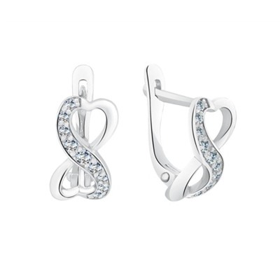 Серьги с фианитом родированные серебро 925*