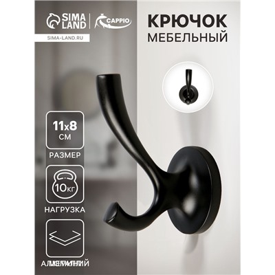 Крючок мебельный CAPPIO CONE, двухрожковый, цвет черный