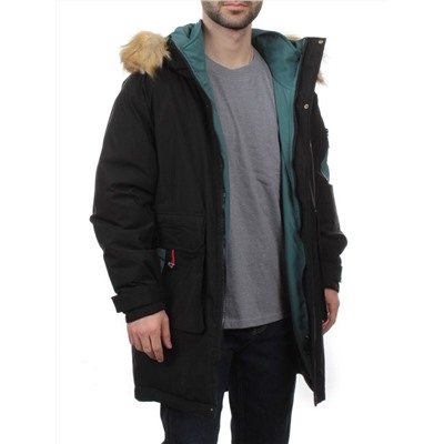 22067 BLACK GREEN Куртка мужская зимняя облегченная (150 гр. холлофайбер)