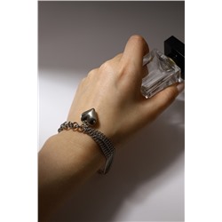 Браслет металл «Цепь» сердце объёмное, цвет серебро, L=18 см