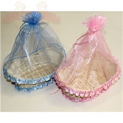 Корзина Колыбель пластик/ткань blue/pink 23*15*10 см