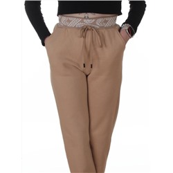 2611 BEIGE Штаны утепленные спортивные женские (85% хлопок, 10% полиэстер, 5% спандекс)