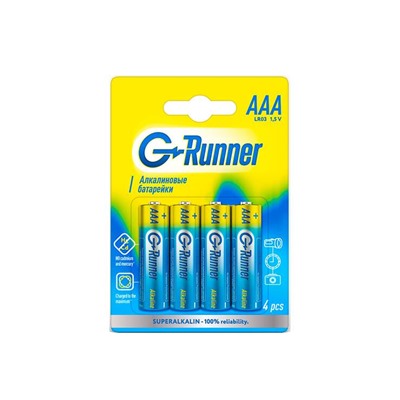 Батарейки алкалиновые «G-runner» AAА/LR03, 1,5 V, в блистере 4 батарейки, (упаковка 12 шт)