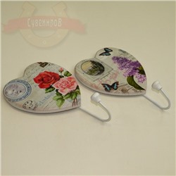 Вешалка (мдф) сердце provance lilac/roses (1 крюк) 12*20см