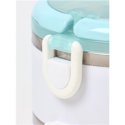 УЦЕНКА Ланч бокс TAKE IT EASY «Милави», 1.5 л, 3 уровня, сохраняет тепло 3 ч, нержавеющая сталь, белый, голубой