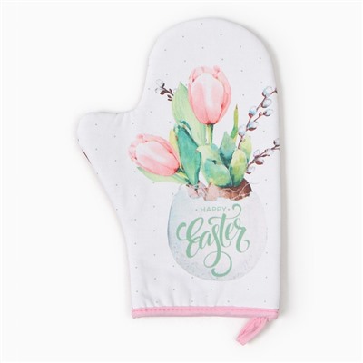 Варежка - прихватка «Этель. Тюльпаны», 20×28 см, саржа, 100% хлопок, ватин 250 г/м²