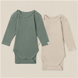 Набор боди 2 шт. SL HOME, рост 80-86 см, бежевый, оливковый