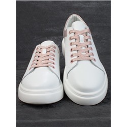 05-PDXT13-2 WHITE/PINK Кроссовки женские (натуральная кожа)