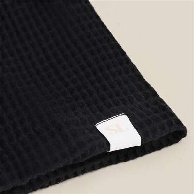 Халат вафельный женский SL HOME: Basic «Дарк Маре», хлопок 100%, чёрный