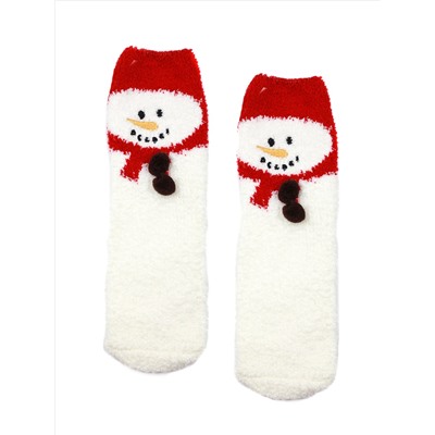 Носки НГ махровые р.35-40 "Christmas" Снеговик на красном
