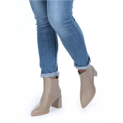 01-PCT169-3 DK. BEIGE Ботинки Челси демисезонные женские (натуральная кожа, байка)