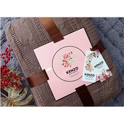 Вязаный шерстяной плед Kenzo 220/240 кофе с молоком