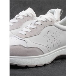 03-YC527-2 WHITE/GRAY Кроссовки женские (натуральная кожа)