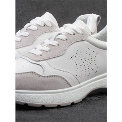 03-YC527-2 WHITE/GRAY Кроссовки женские (натуральная кожа)