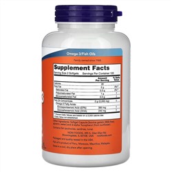 NOW Foods, рыбий жир с омега-3, 1000 мг, 180 ЭПК, 120 ДГК, 200 капсул