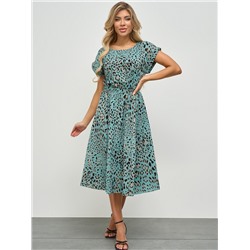 Платье миди мятного цвета с принтом