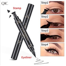 (ЗАМЯТА КОРОБКА) 2-сторонняя подводка-фломастер с штампом стрелка QIC Liquid duo eyeliner