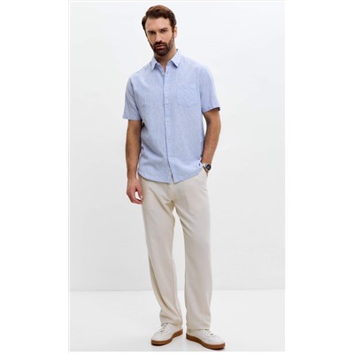 Рубашка к/р лен F111-0450 l.blue stripes