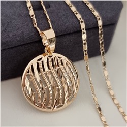 Кулон круглый на цепочке ювелирная бижутерия коллекция "Дубай" покрытие позолота, арт.414.760
