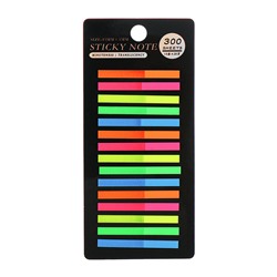 Блок-закладка с липким краем, 5 цветов, 15 блоков по 20 штук, 45×4 мм, флуоресцентные, пластиковые