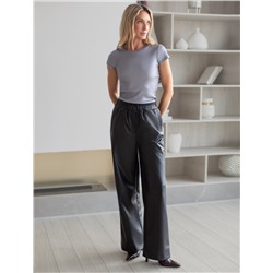 Футболка из хлопка с эластаном в рубчик с матовым металлическим покрытием