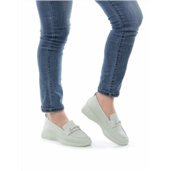 03-DXT49-5 LT. GREEN Лоферы женские на широкую ногу (натуральная кожа)