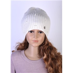 36 Шапка "бусинки"  одинарная молочный/шт