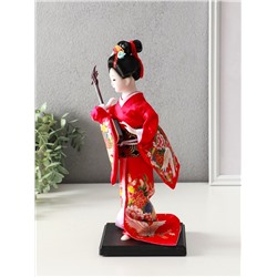Кукла коллекционная «Японка в цветочном кимоно с музыкальным инструментом», 30×12.5×12.5 см