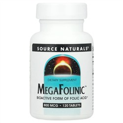 Source Naturals, MegaFolinic™, 800 мкг, 120 таблеток