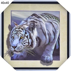Картина 5D 40х40 025 Белый тигр / KS1912-1 /