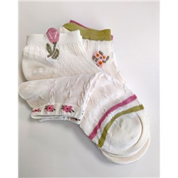 Короткие носки р.35-40 "Flowers" Комплект - 5 пар